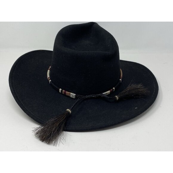 Stetson Crushable Wool Felt Outback Cowboy Hat Size S Black Woven Band Silver - Picture 5 of 13